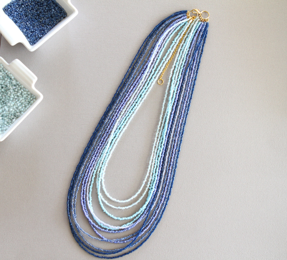 completed ombre multi-strand seed bead necklace