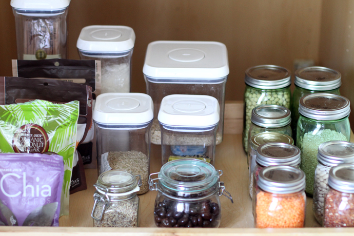 clean-eating-pantry-staples in jars and containers