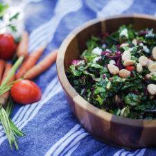 Farmer's Market Salad with marcona almonds and goat cheese on the top