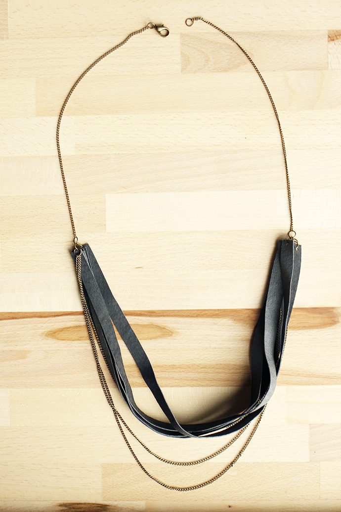 completed diy leather chain necklace