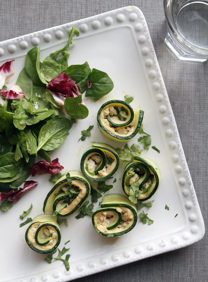 Pesto Zucchini Roll-Ups from For The Love Of 