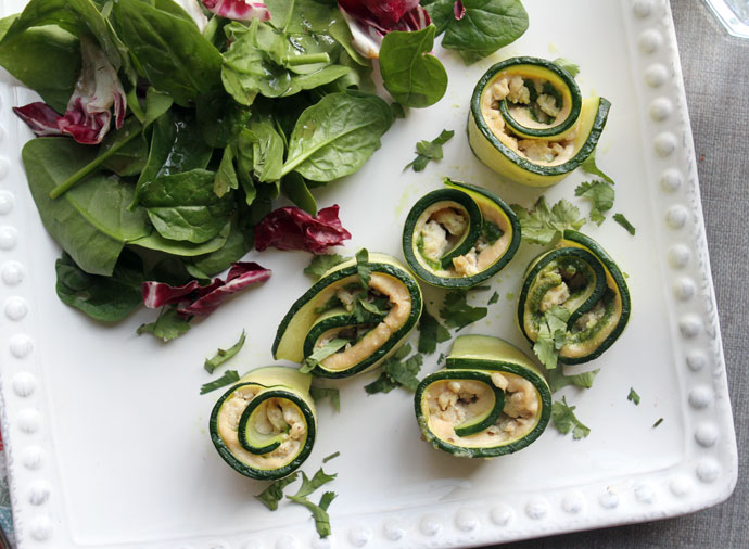 Pesto Zucchini Roll-Ups from For The Love Of 