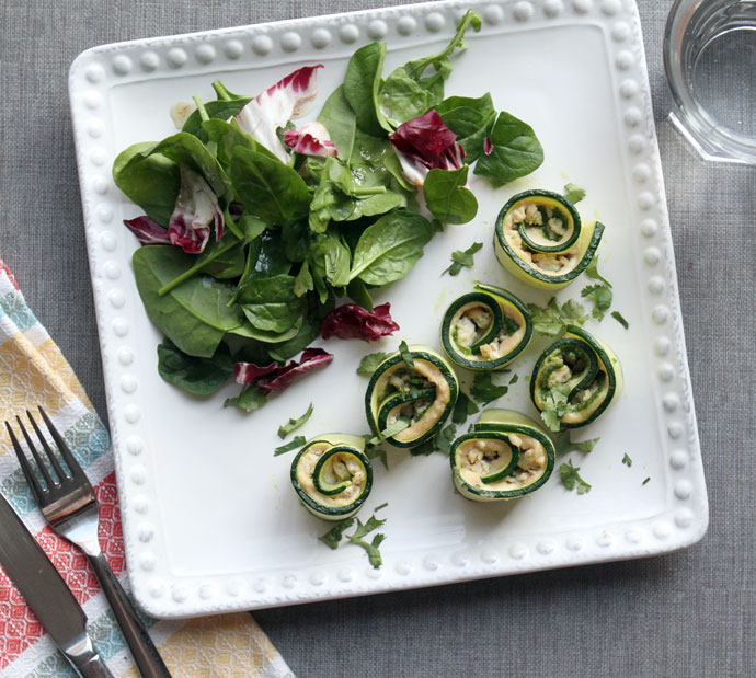 Pesto Zucchini Roll-Ups from For The Love Of 