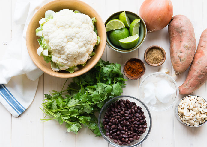 Ingredients for sweet potato bowls