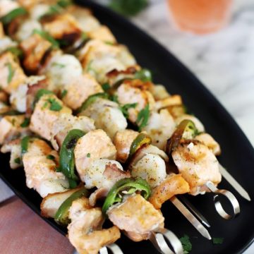Salmon Shrimp Skewers with Jalapeno & Bacon