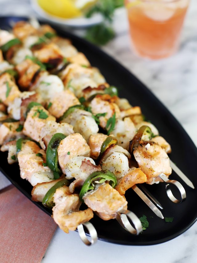Grilled Salmon and Shrimp Skewers