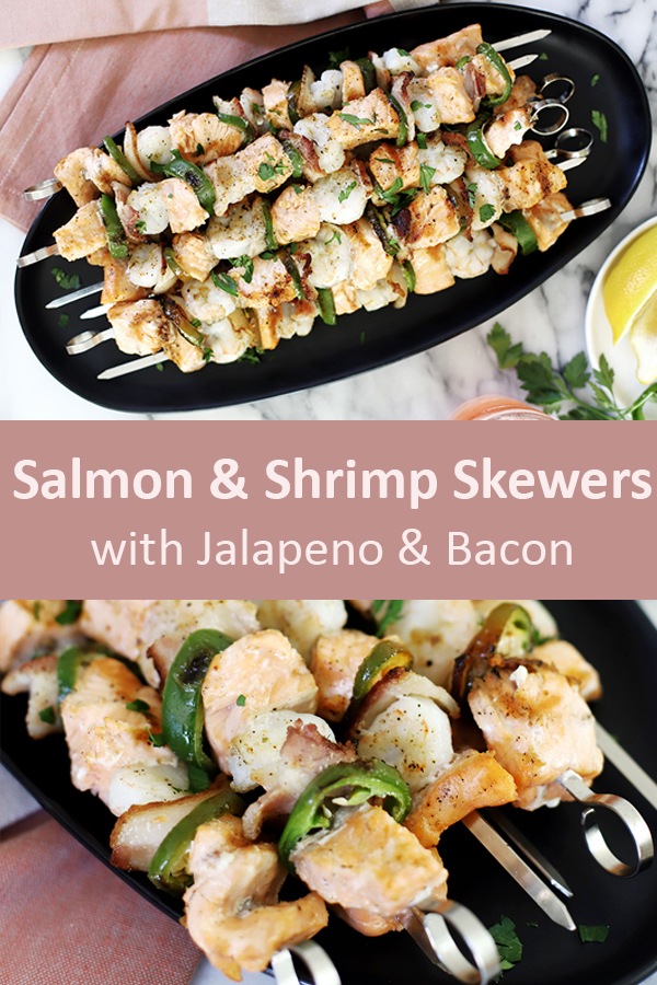 Healthy Grilled Salmon & Shrimp Skewers with Bacon and Jalapenos So Easy to Make