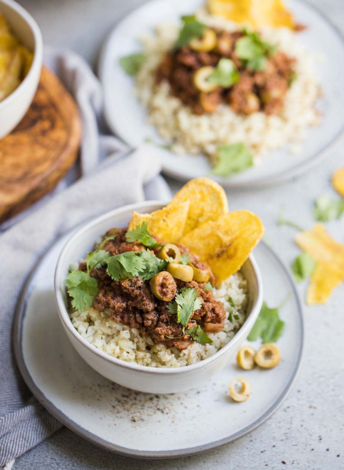 Ground Beef Picadillo with Cauliflower Rice
