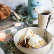 chai bundt cake with Tillamook ice cream on top