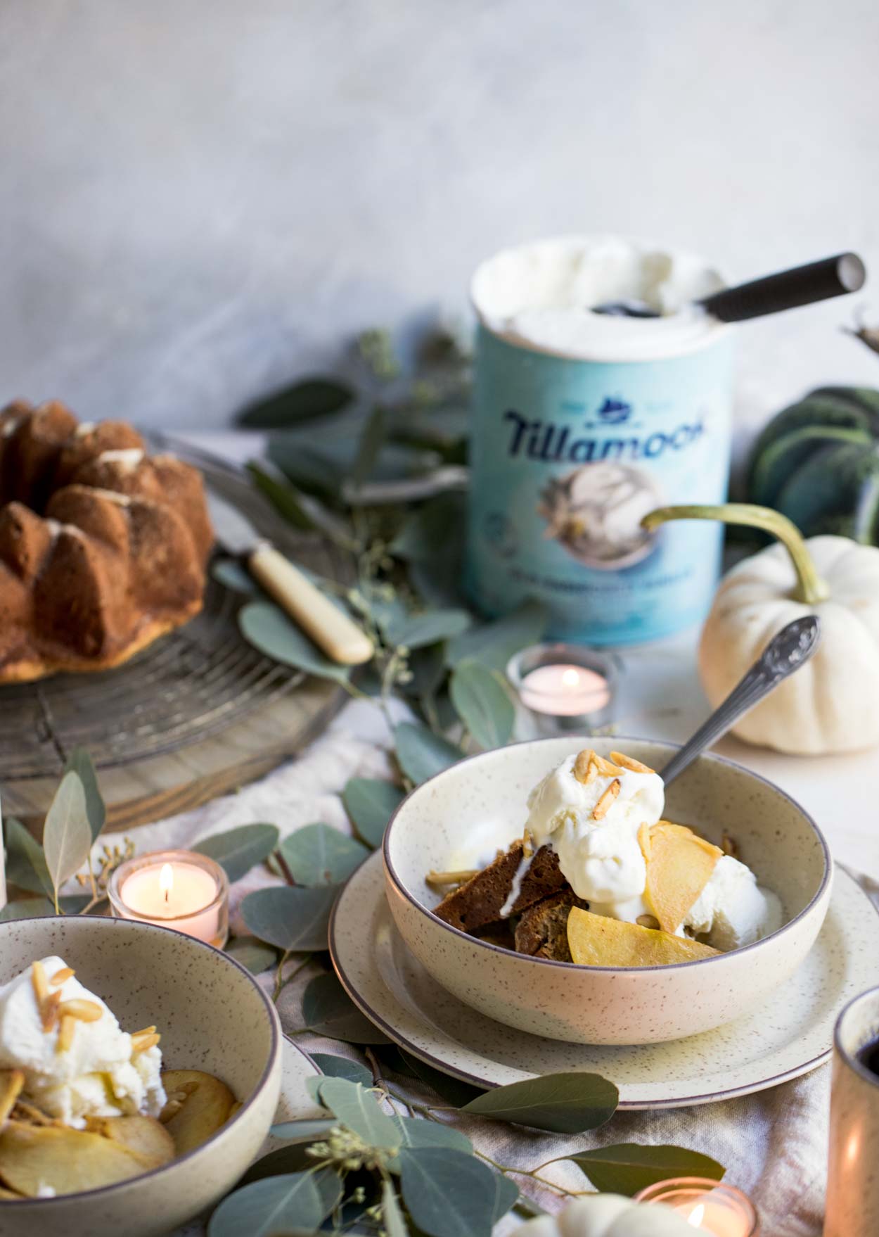 chai pound cake with Tillamook ice cream on top