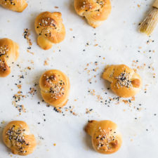 bread knots on marble surface