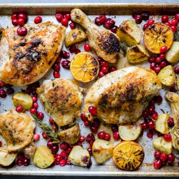 Sheet Pan Cranberry Chicken and Potatoes