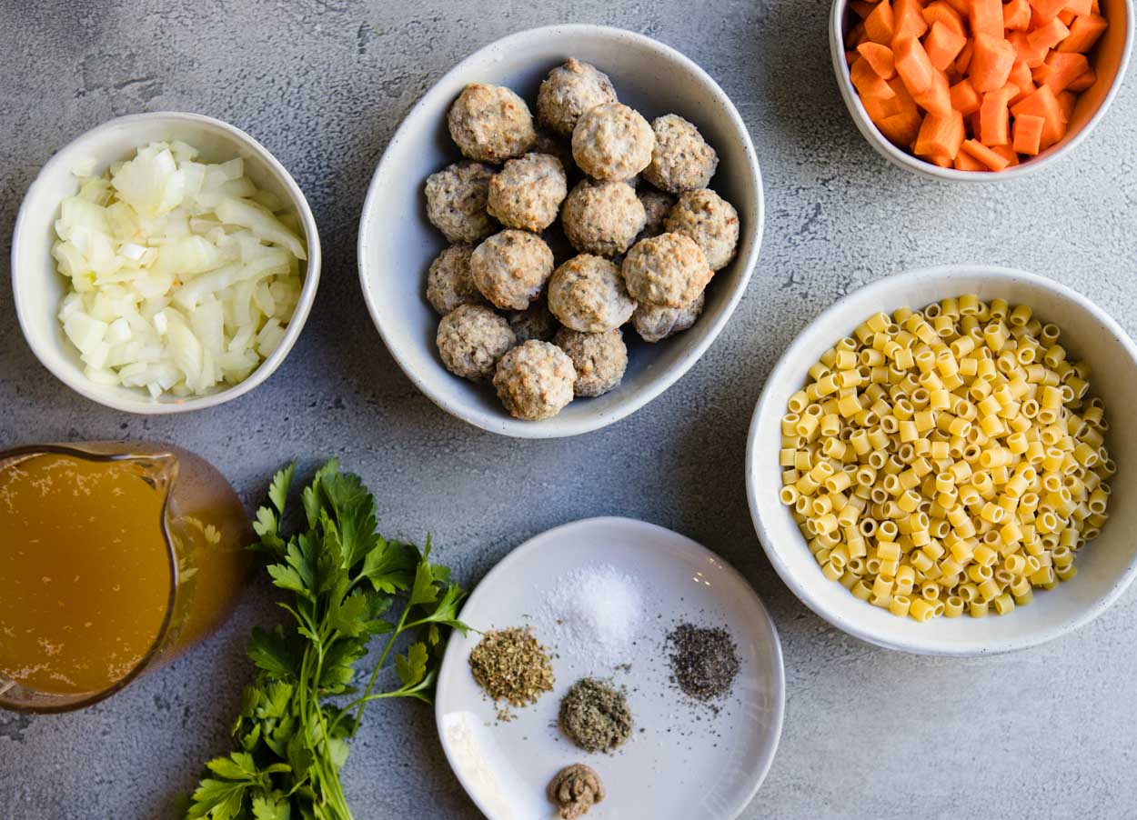 meatball and pasta instant pot soup ingredients