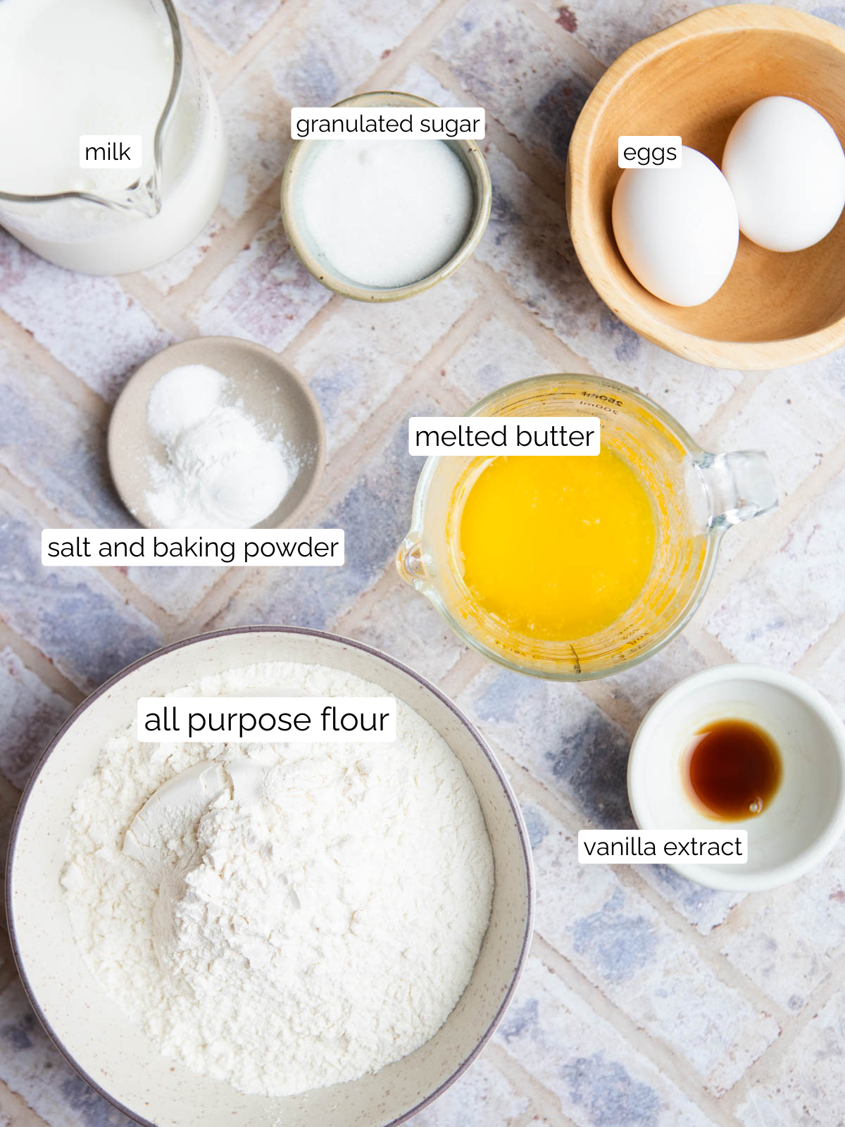 raw ingredients to make simple pancakes 