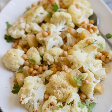 roasted chickpeas and cauliflower with preserved lemons