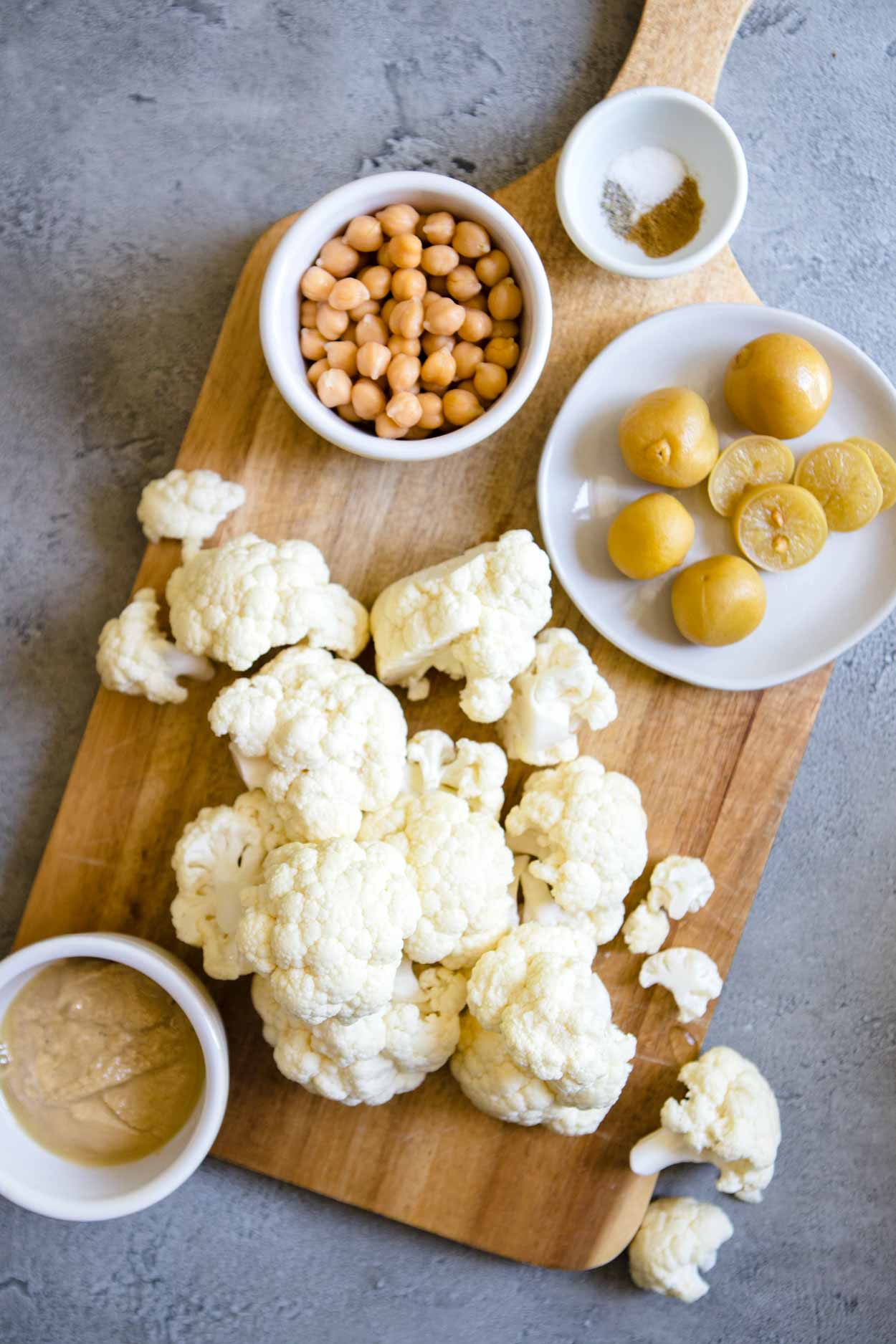 ingredients for roasted cauliflower with tahini