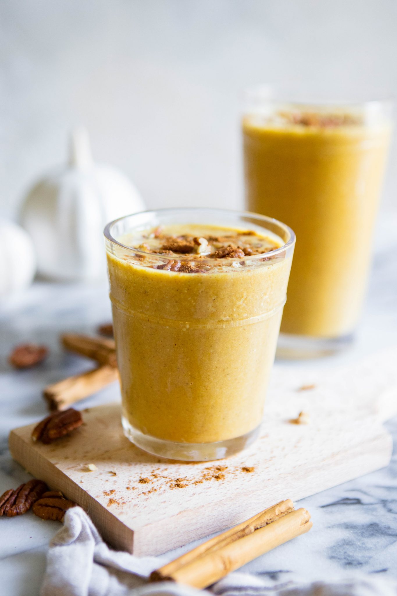 two pumpkin spice smoothies