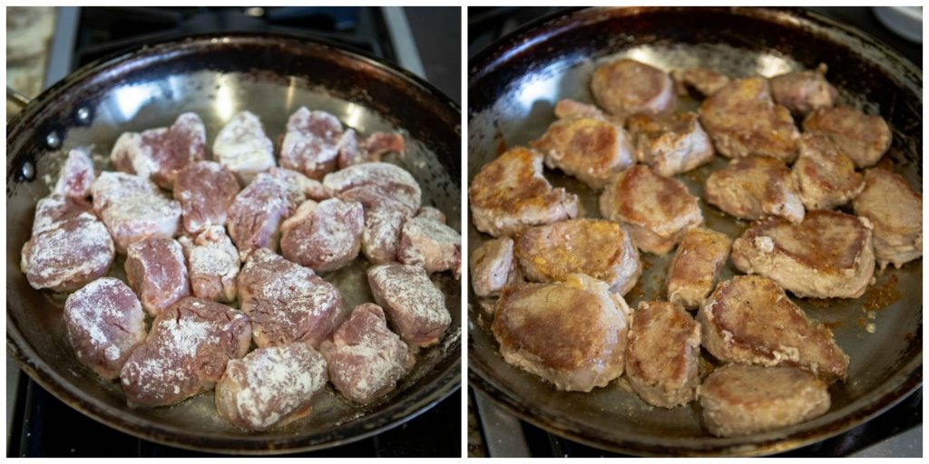 pork medallions cooked in saucepan