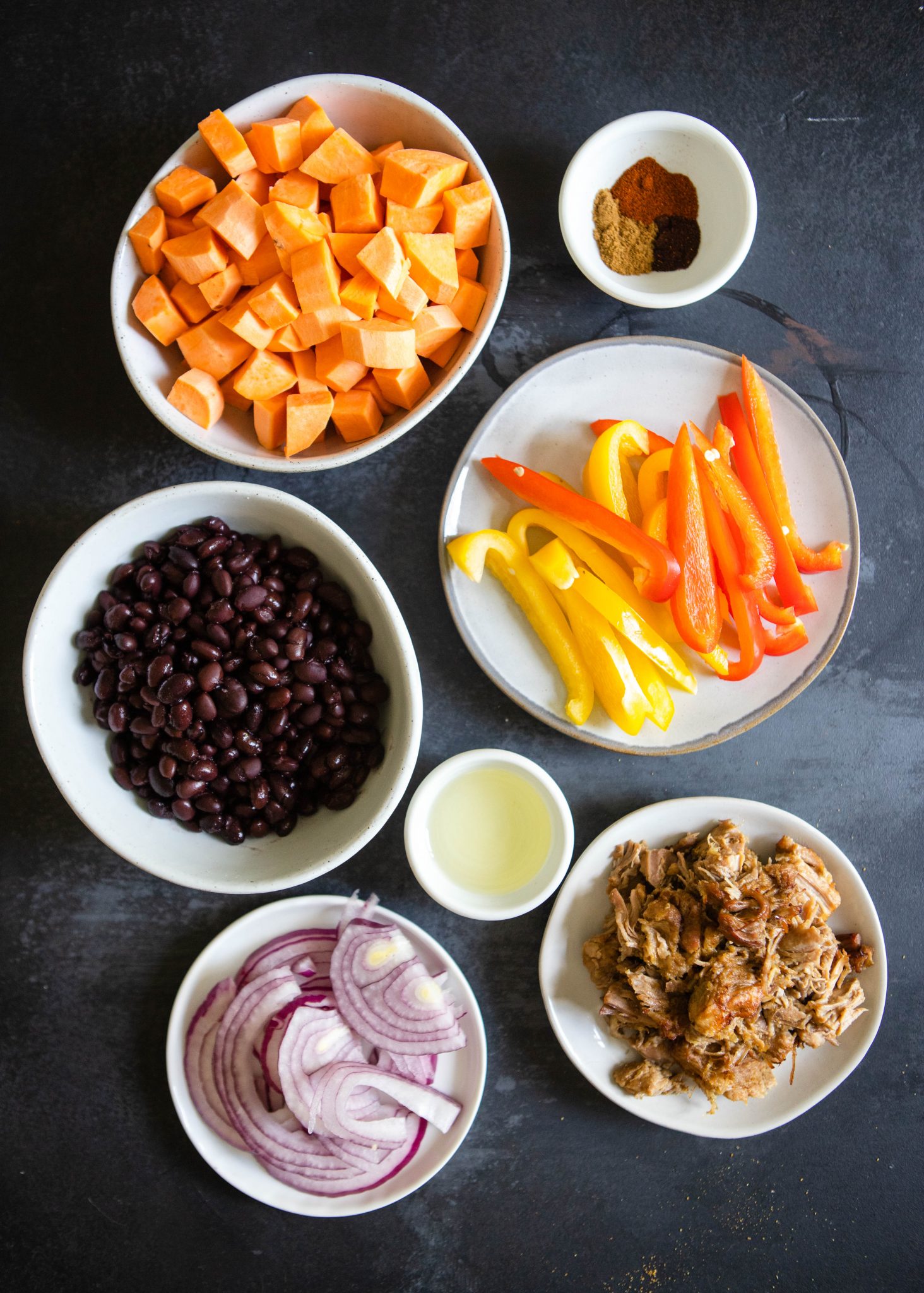 ingredients to make carnitas bowl