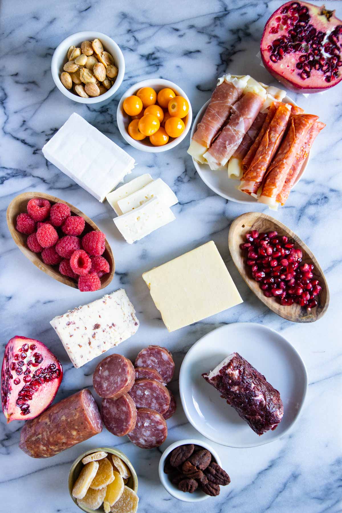 fresh fruits added to Christmas grazing board