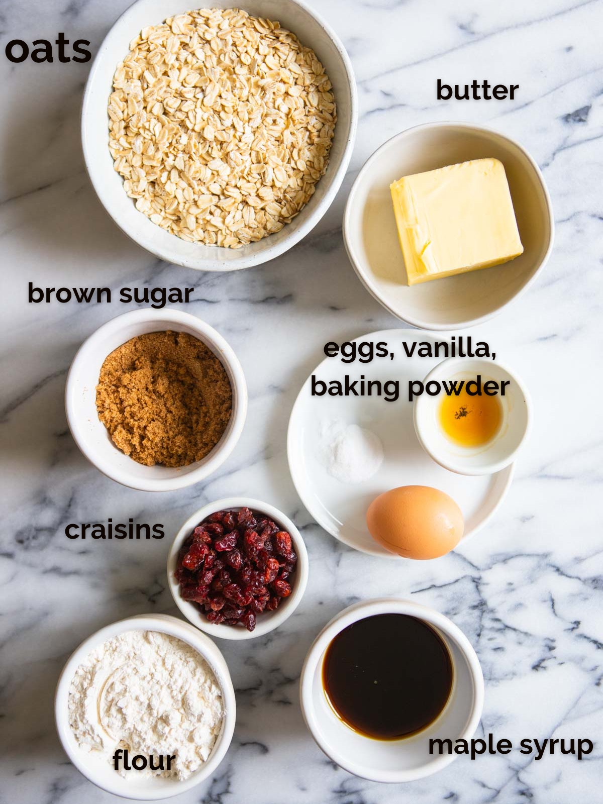 ingredients to make oatmeal craisin cookies