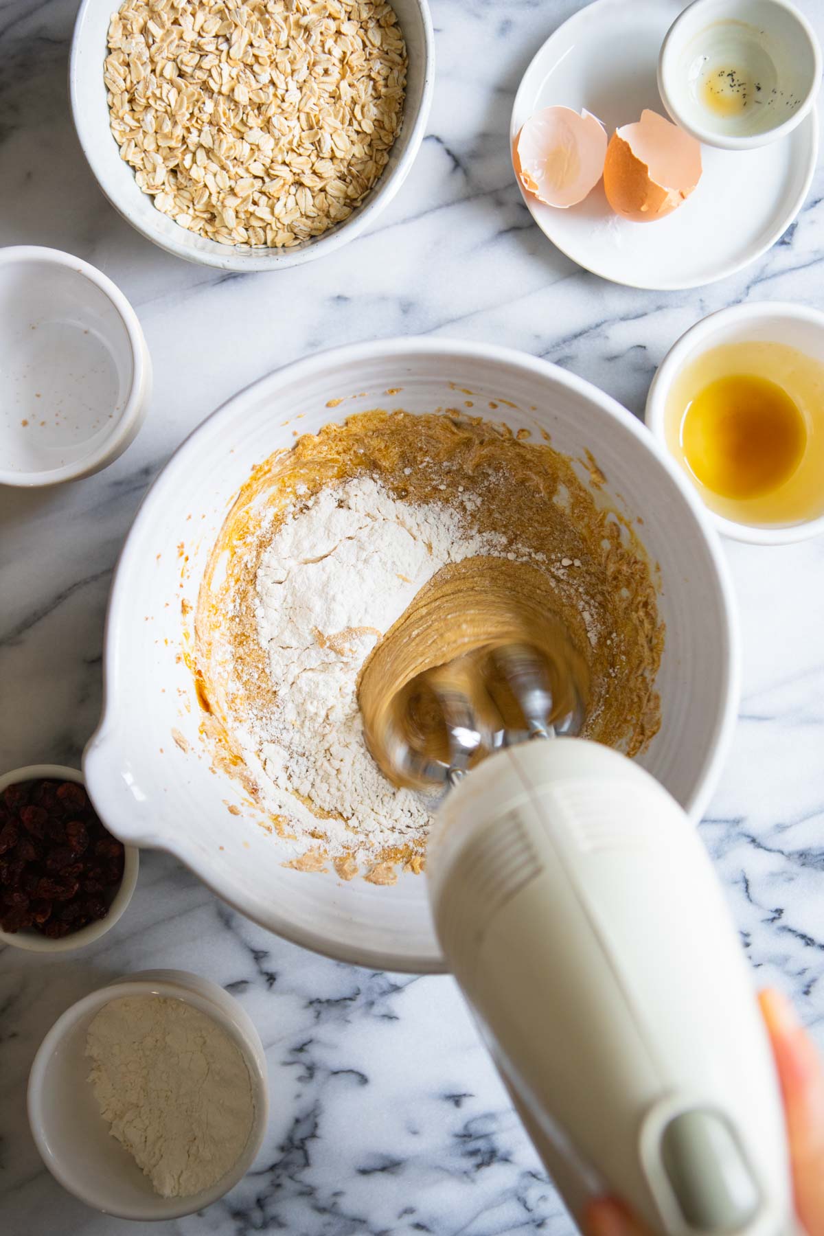 flour added into cookie batter