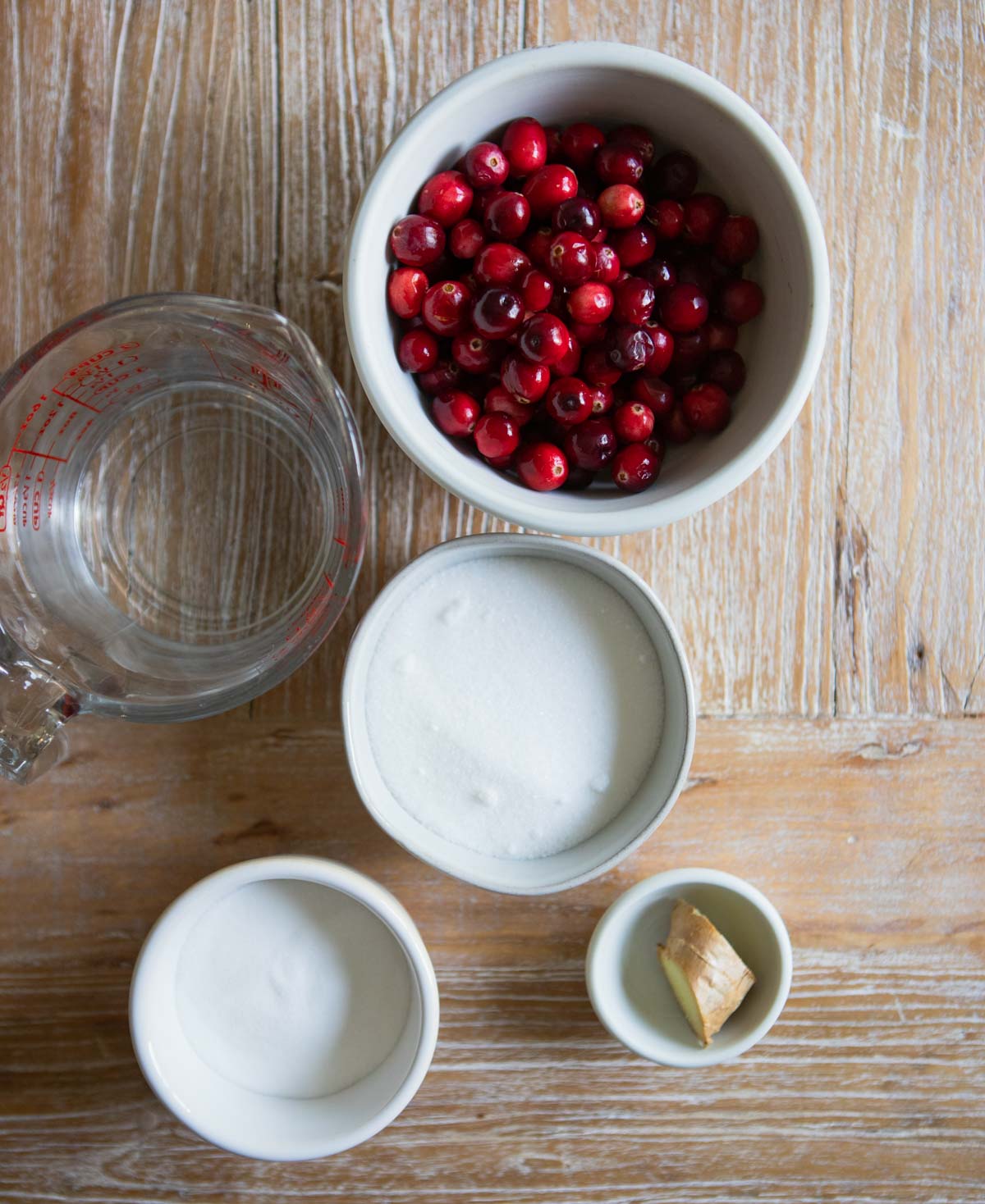 ingredients to make ginger sugar cranberries