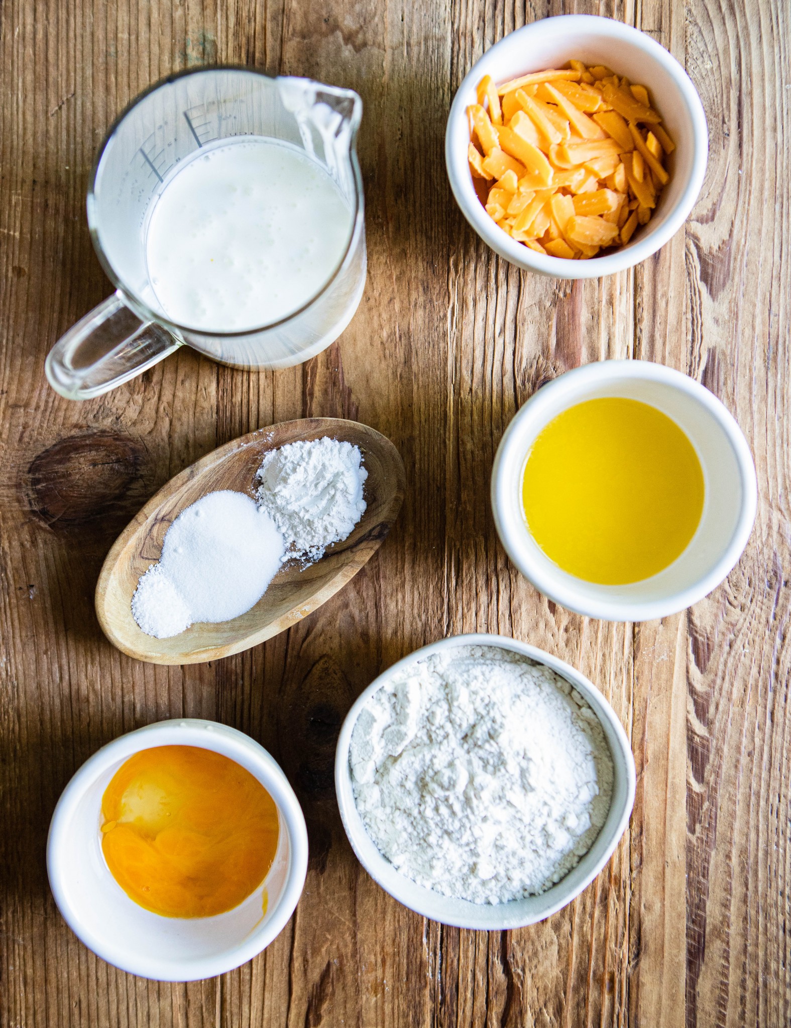 ingredients to make cheddar and buttermilk Belgian waffles