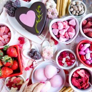 dessert board set for Valentine's Day