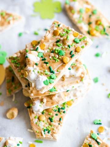 easy St. Patrick's Day dessert chocolate bark broken into pieces