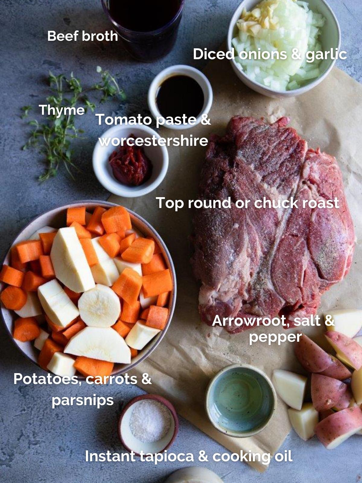 ingredients to make a roast in the slow cooker