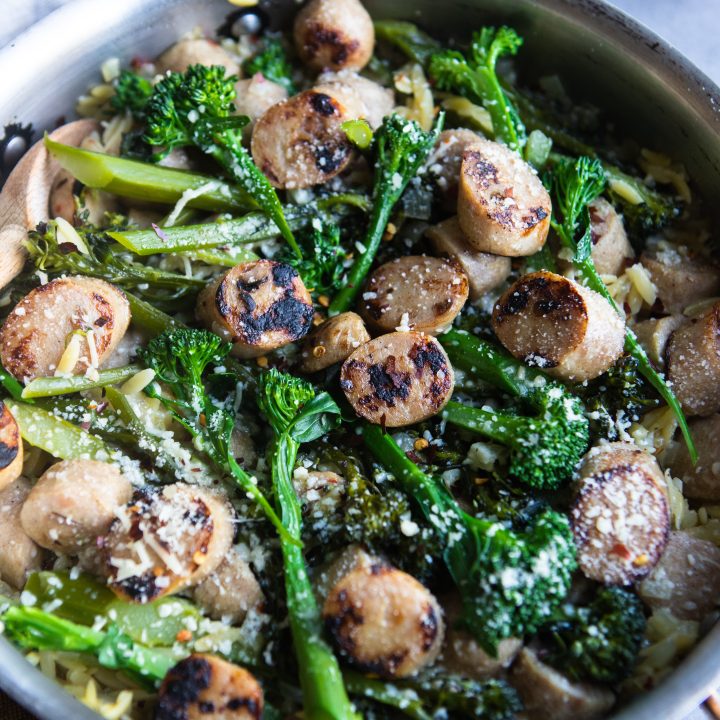 Apple Chicken Sausage Recipe with Orzo Pasta