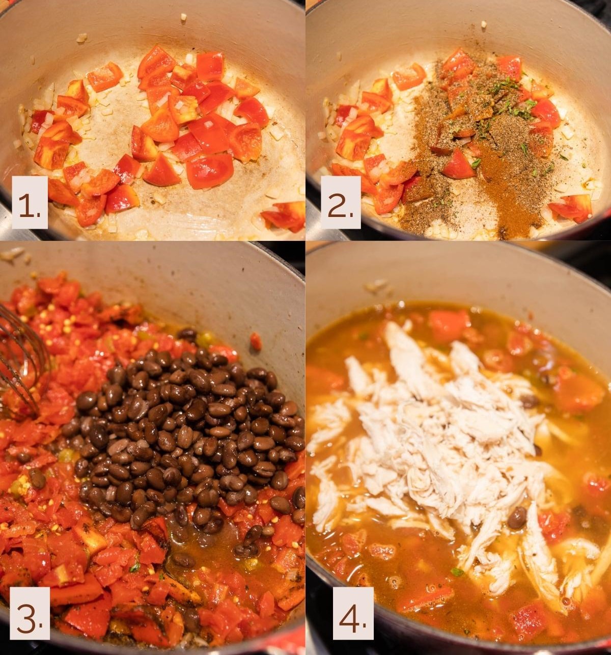 step by step directions showing how to make creamy taco soup