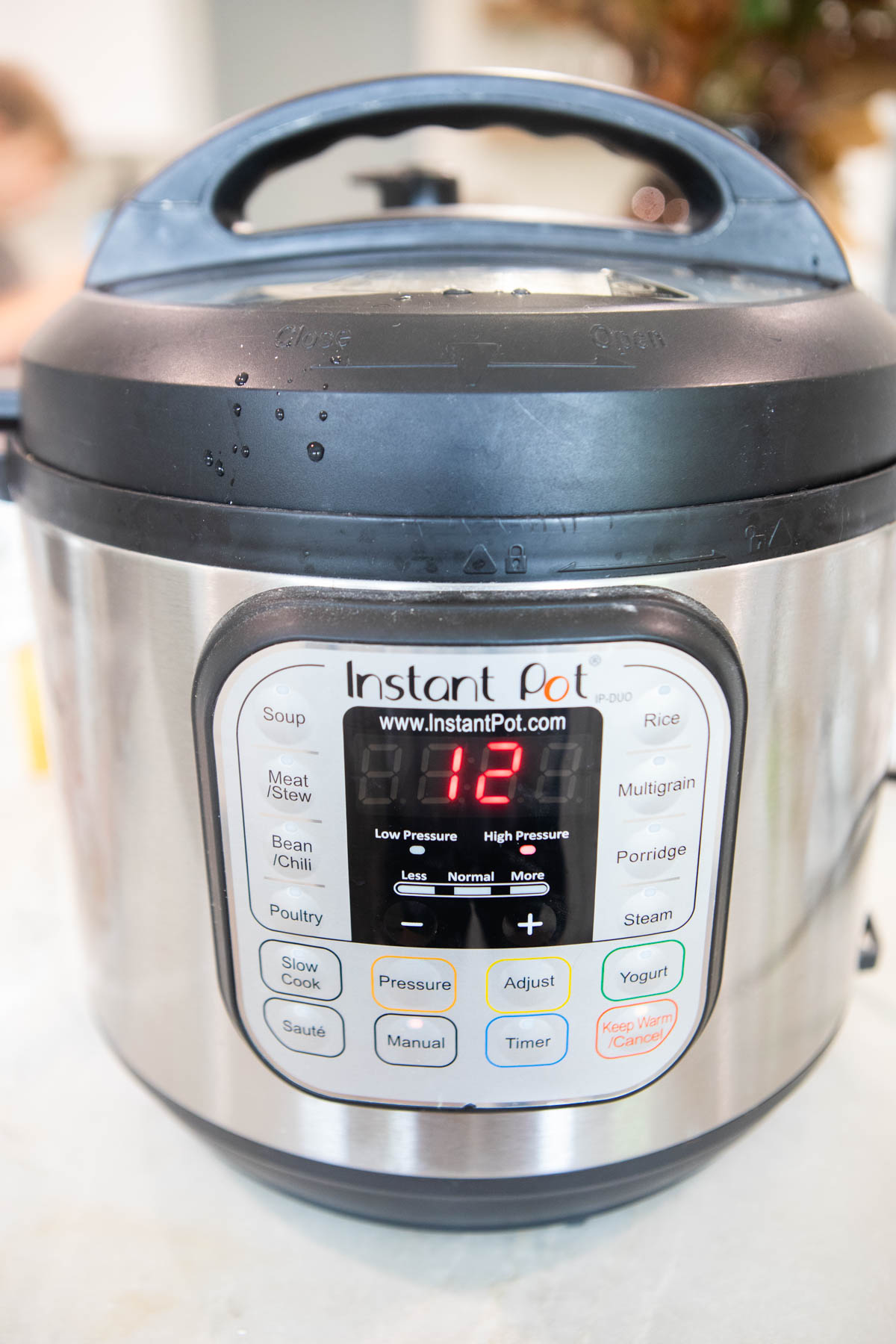 Instant Pot set to high pressure 12 minutes