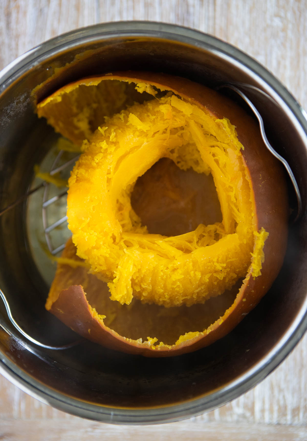 Instant Pot pumpkin cooked in the inner pot 