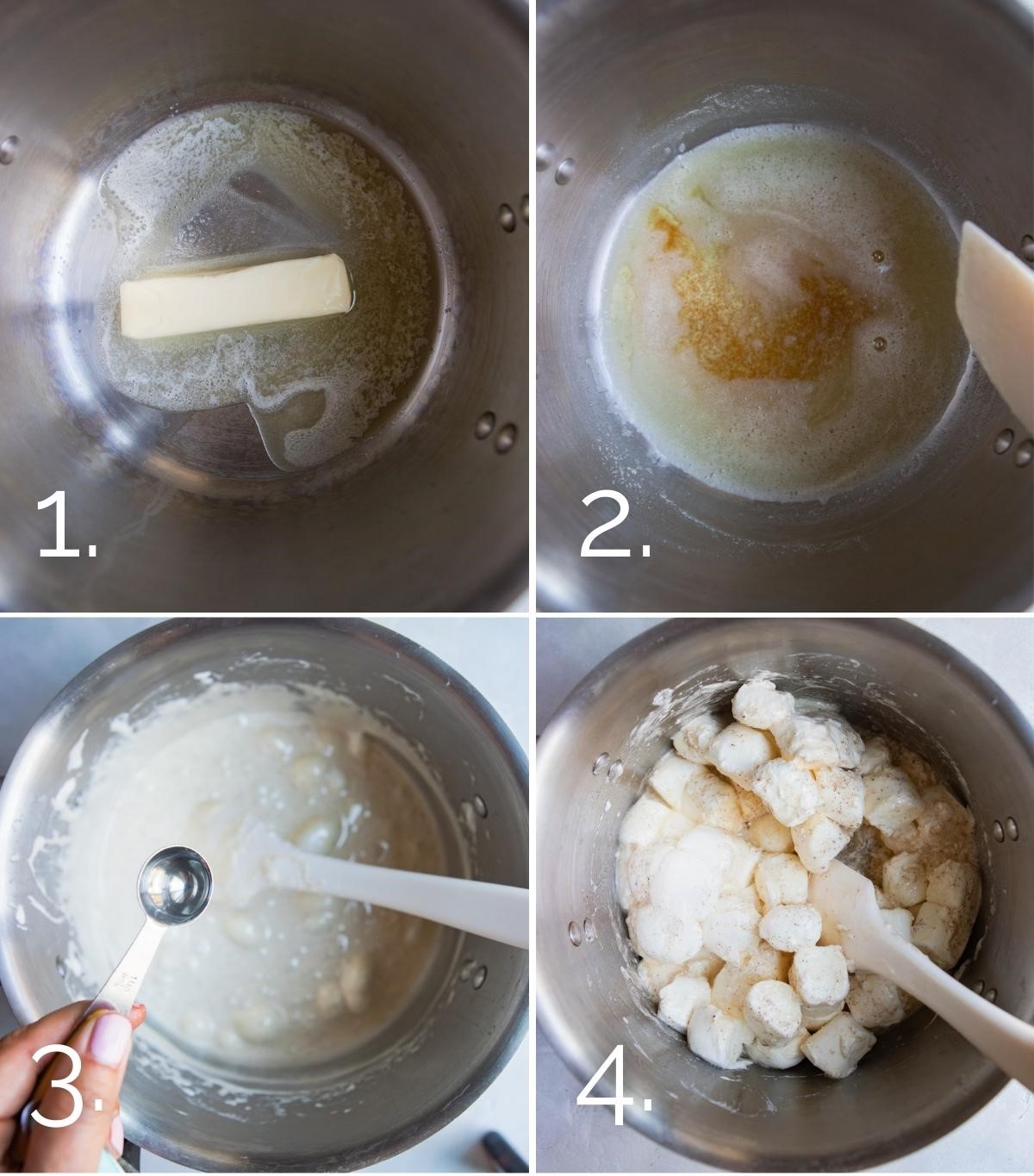 step by step directions on how to make rice krispie treats in a large saucepan 