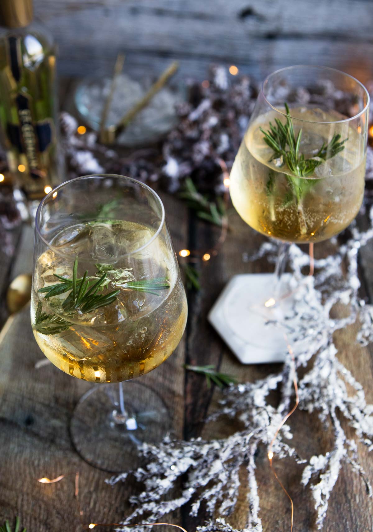 st-germain spritz garnished with rosemary 