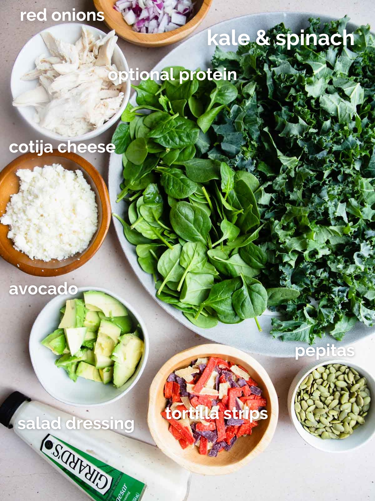 ingredients to make kale fiesta salad with chicken 