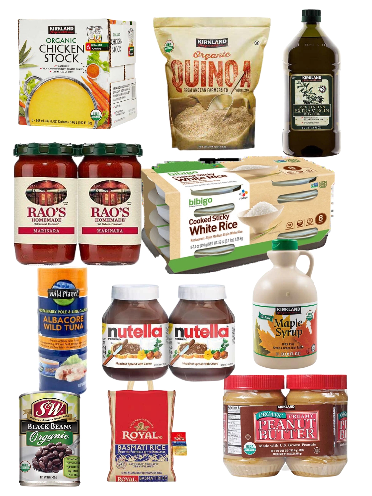 images of pantry dry goods that can be found at Costco