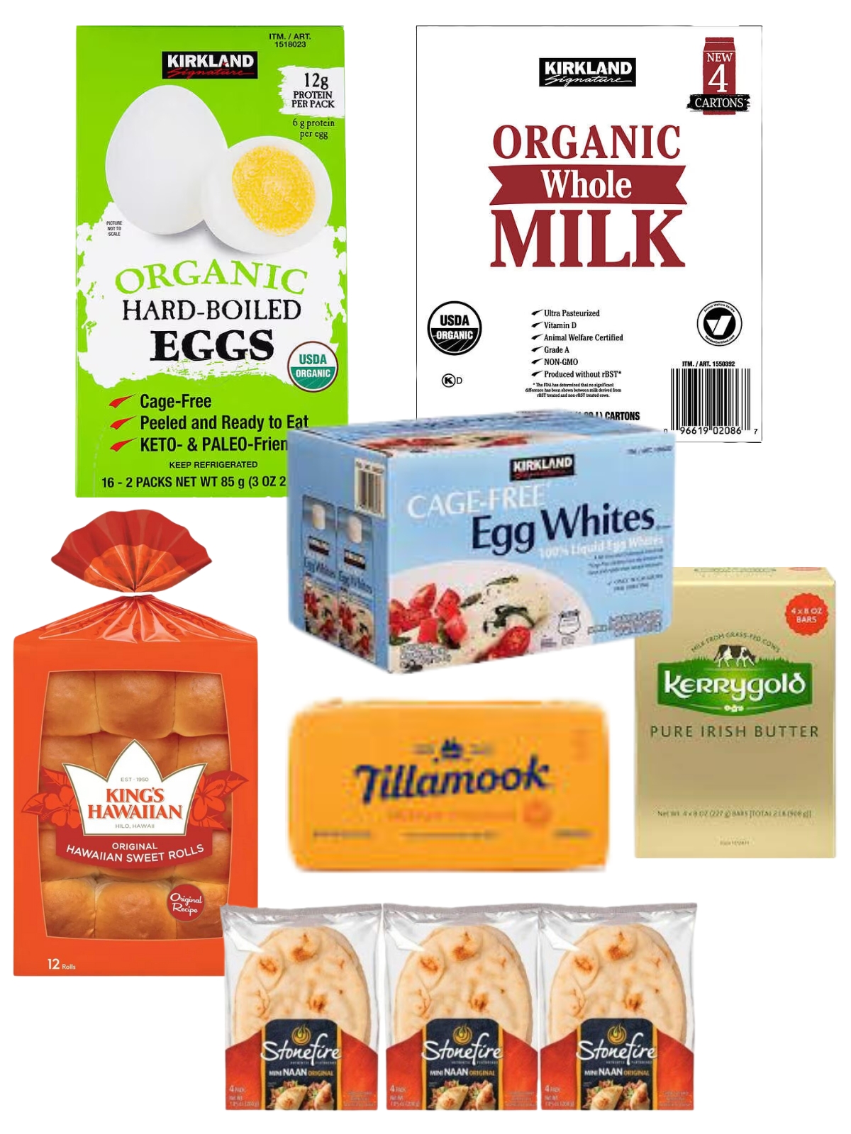 dairy items and bread Costco grocery list