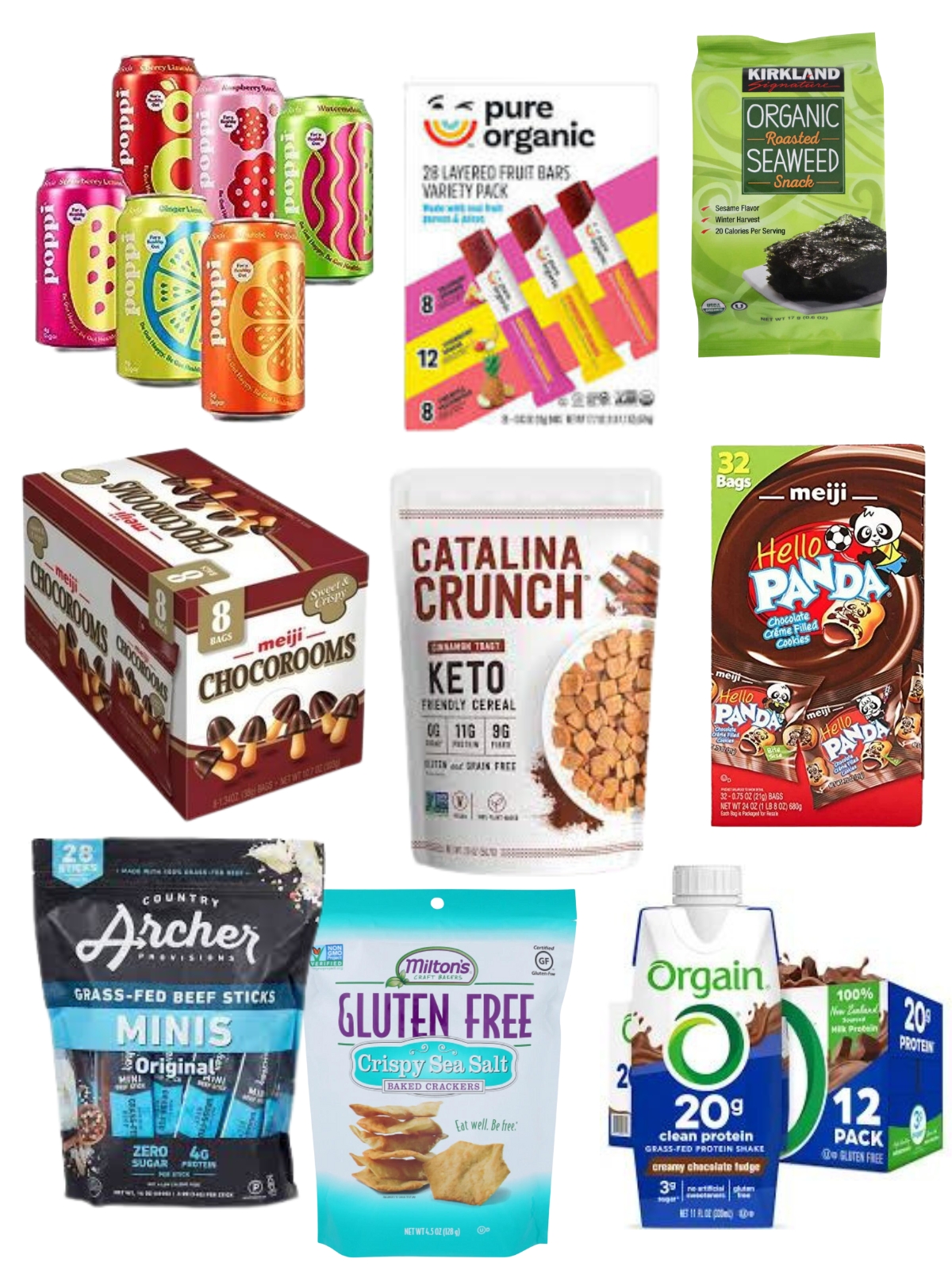 healthy snack foods and drinks available at Costco 