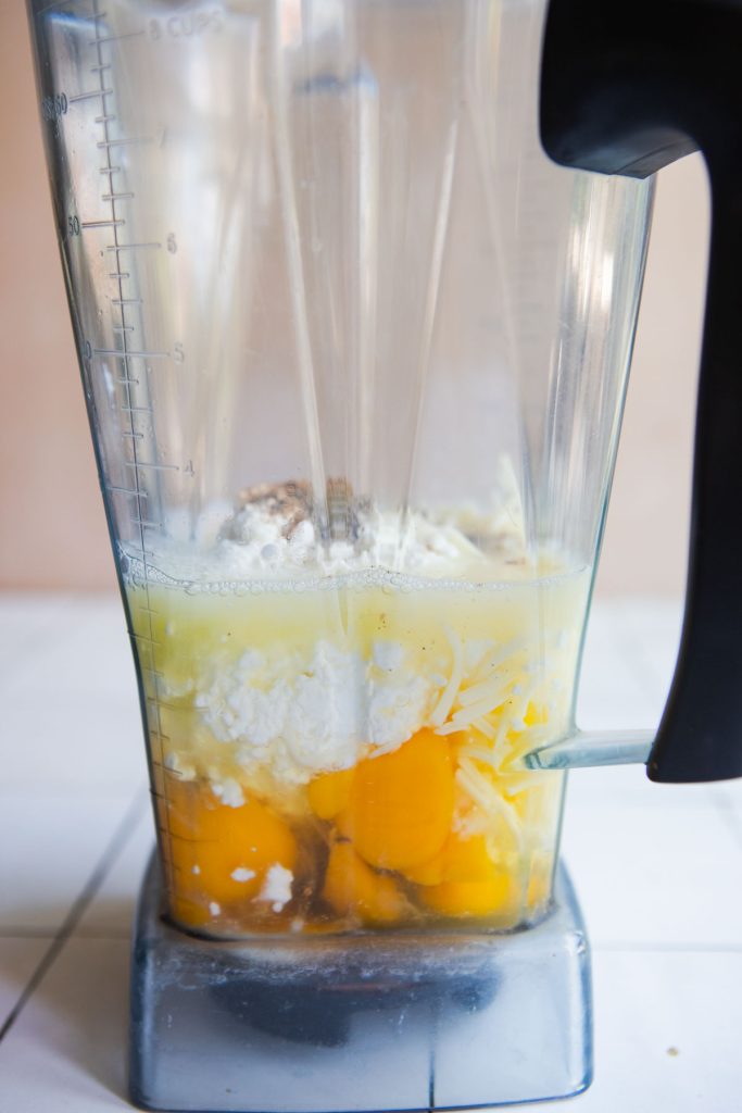 cottage cheese, eggs, egg whites and mozzarella cheese in a vitamix blender 