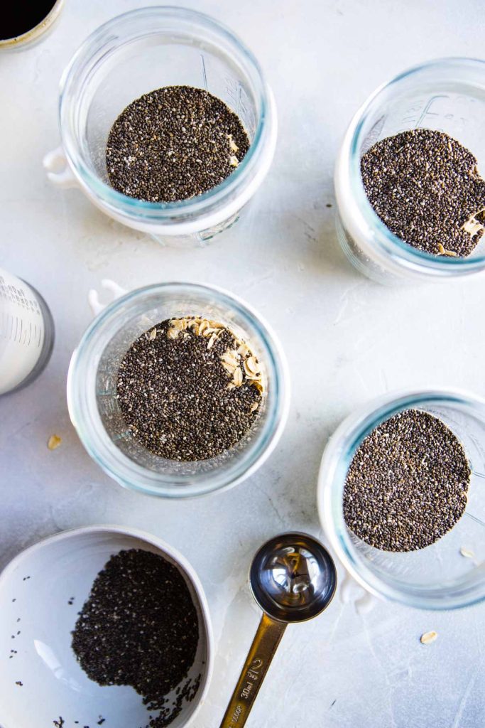 chia seeds and oats in mason jars