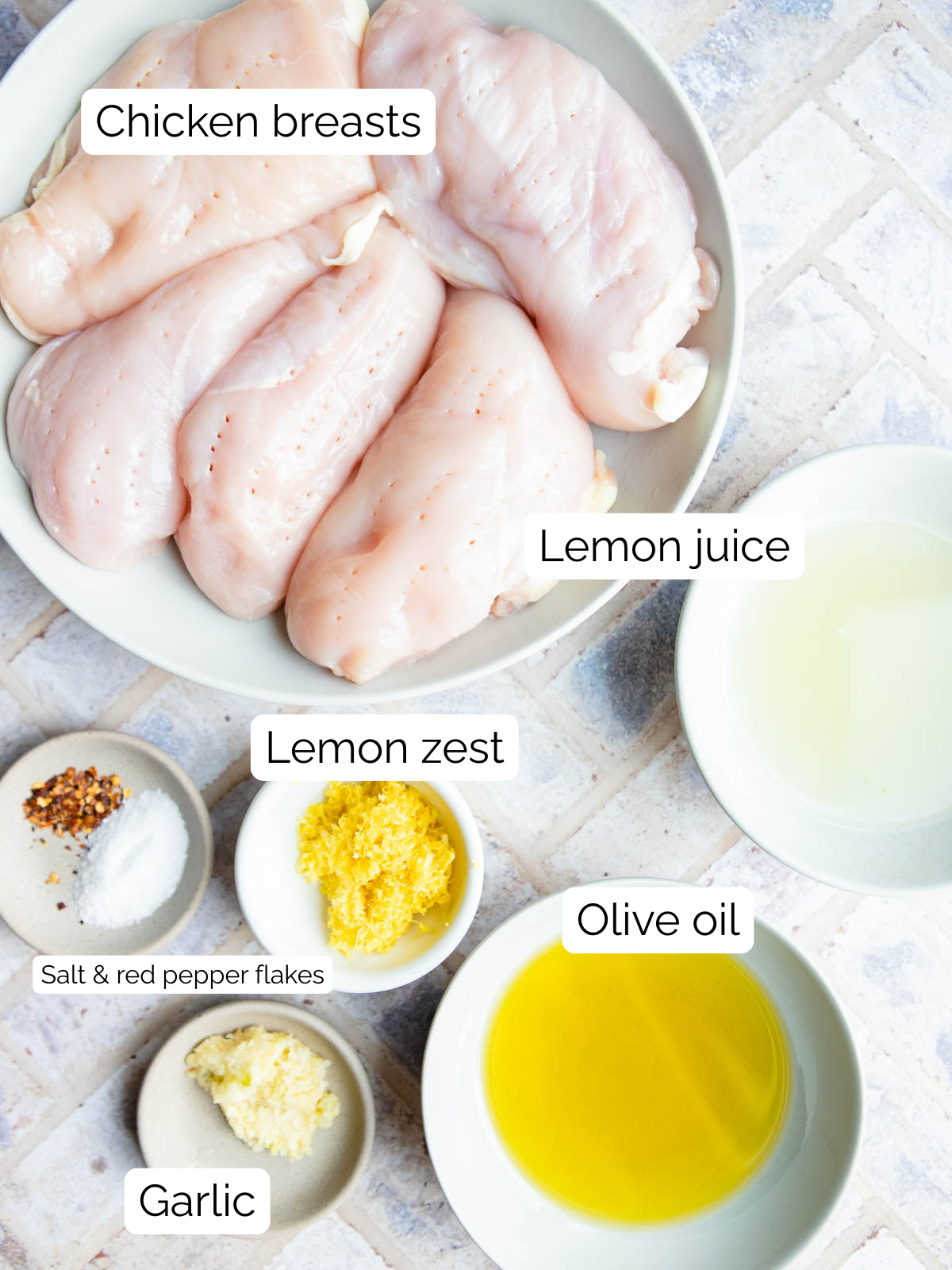 ingredients to make air fryer chicken with a lemon marinade