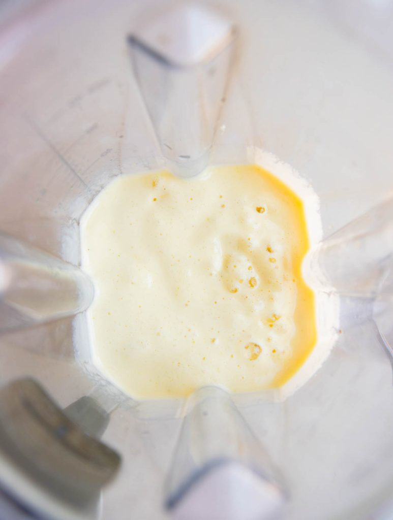 frozen mango smoothie blended in a Vitamix