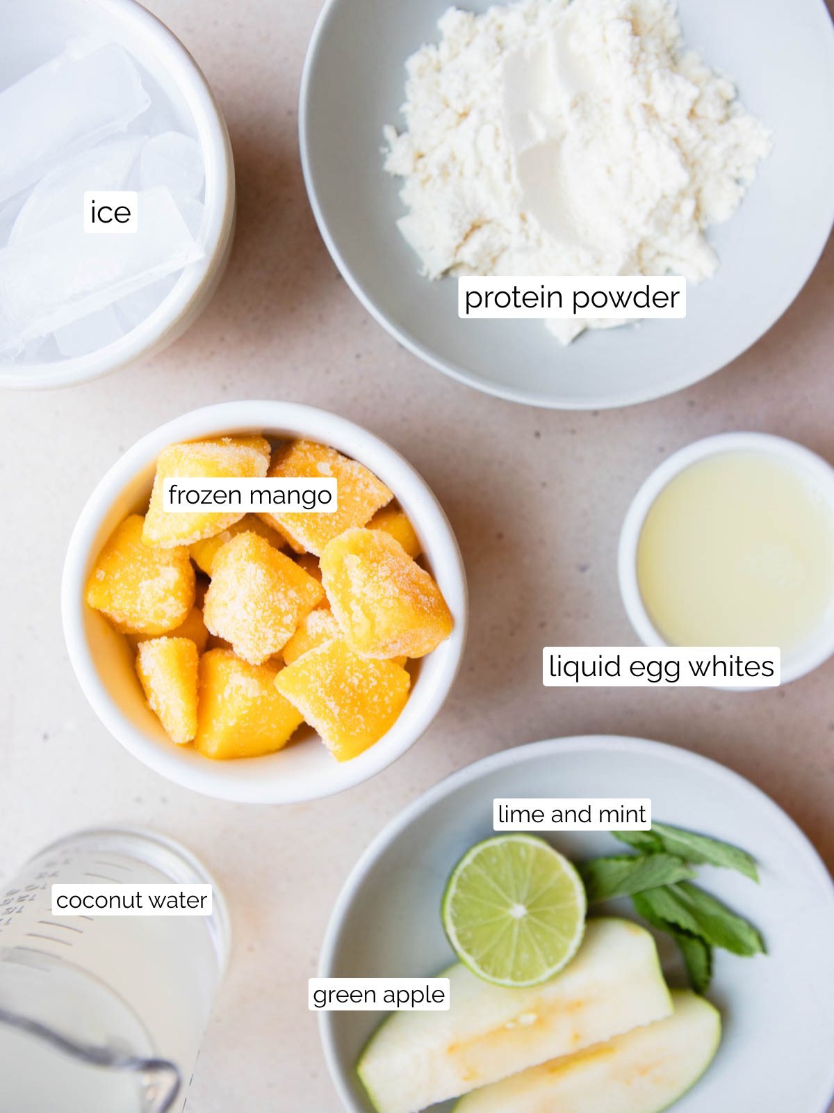 ingredients to make a mango protein smoothie