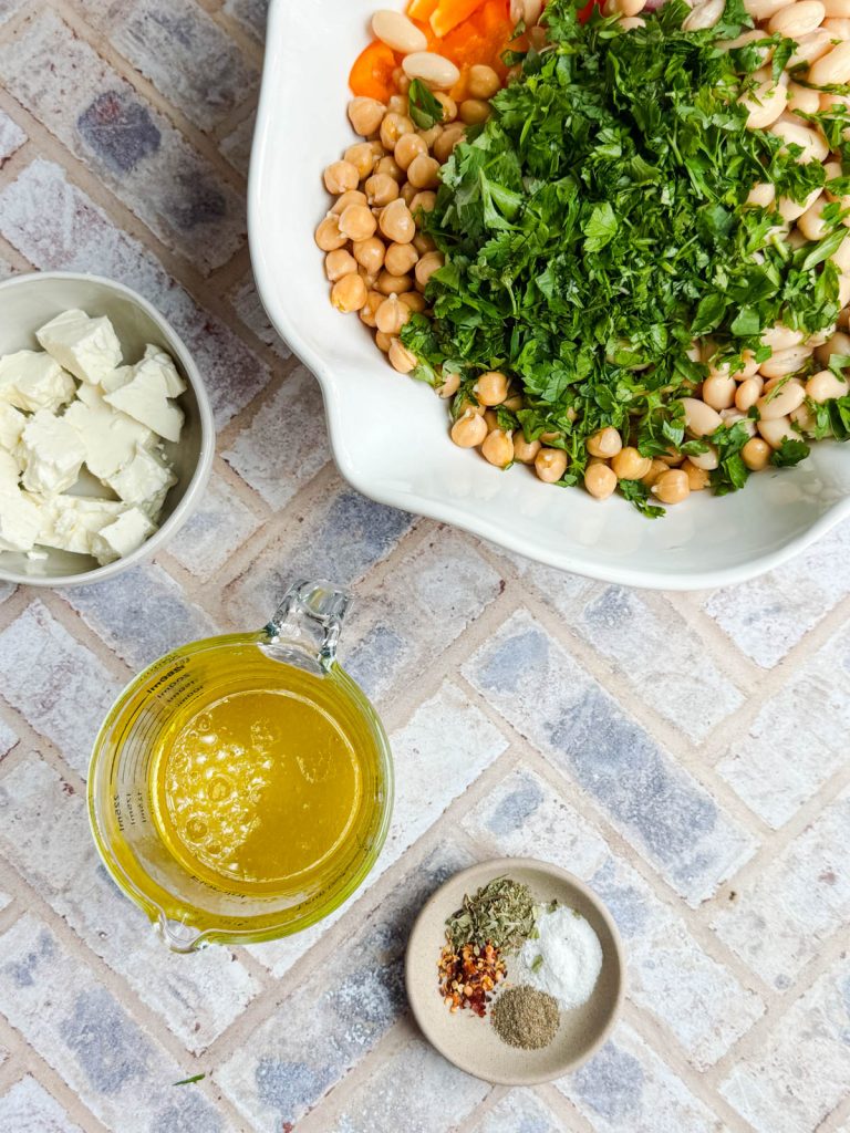 ingredients to make a lemon vinaigrette dressing for cowboy caviar
