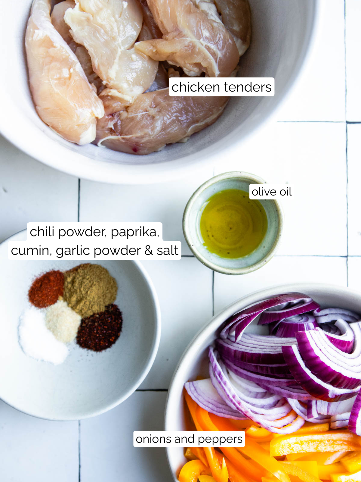 ingredients to make oven baked chicken fajitas