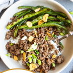 ground beef rice bowls Pinterest image