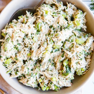 a bowl of healthy chicken salad